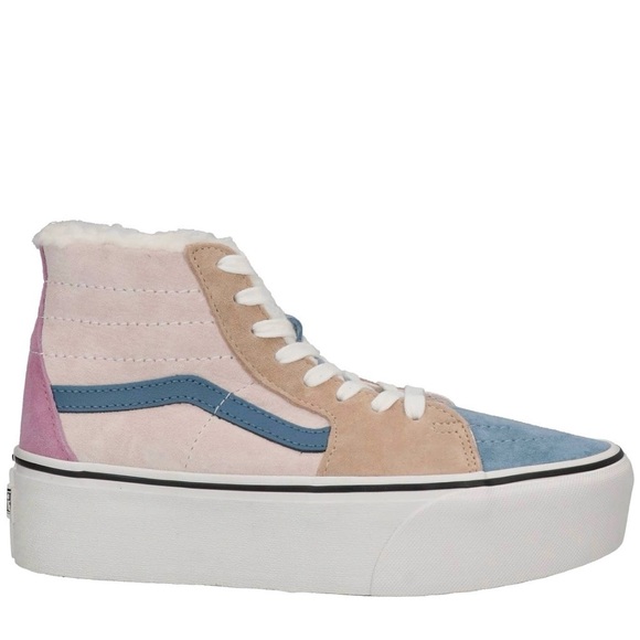 Vans Other - NWT Vans Sk8 Hi Pig Suede Multi Sherpa platform sneakers pink blue tan unisex